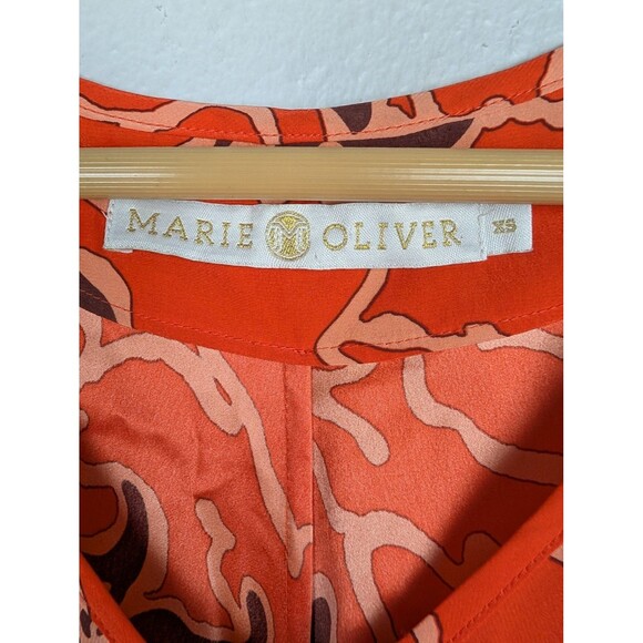 Marie Oliver Dress Womens XS Orange Silk Floral Print - Picture 3 of 7